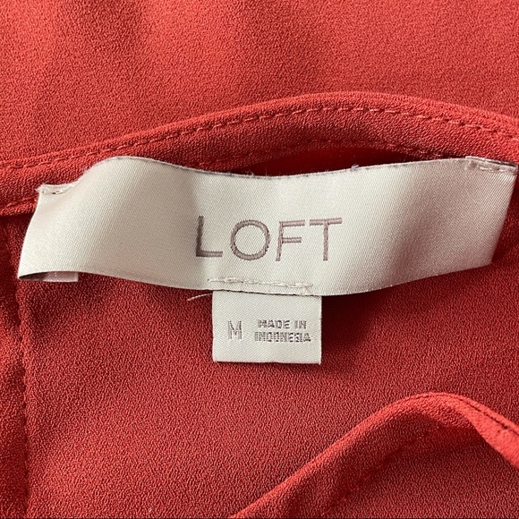 Loft Puffy Sleeves Blouse Burnt Orange Size Medium - Picture 5 of 7